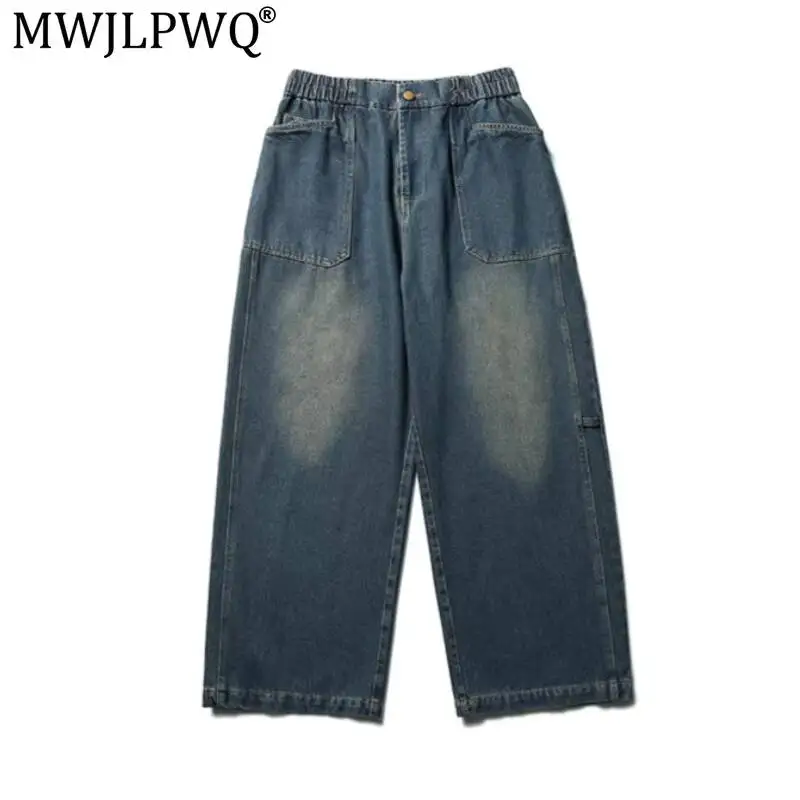 MWJLPWQ 2026 Autumn New Loose-Fit Jeans Trendy Japanese Style Washed Distressed Design Trousers Cjoc Straight-Leg Pants 20136