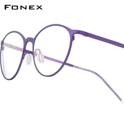 FONEX Pure Titanium Glasses Frames Women Brand Design Vintage Retro Round Eyewear Japanese Ultralight High Quality Eyeglass 8525