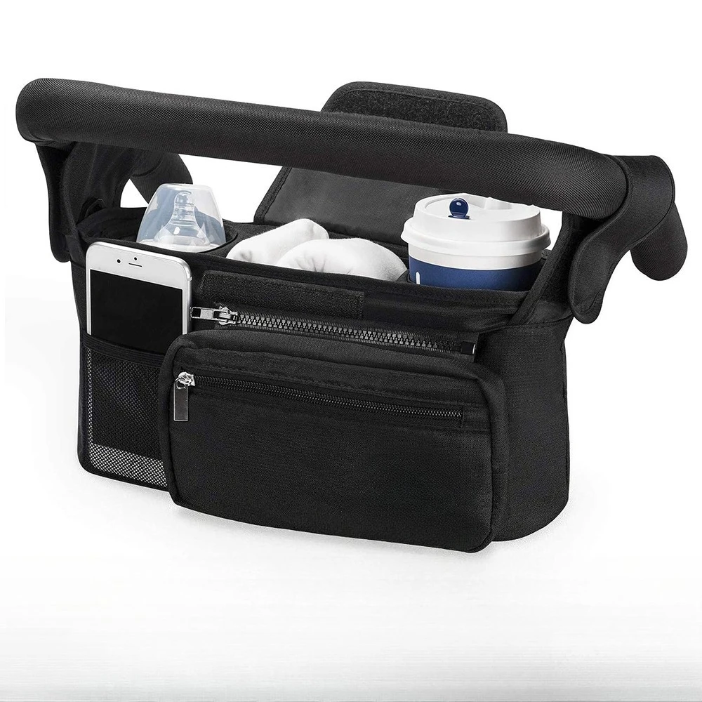 Black Stroller Storage Bag Baby Stroller Trailer Mommy Bag Trailer Bottle Storage Artifact