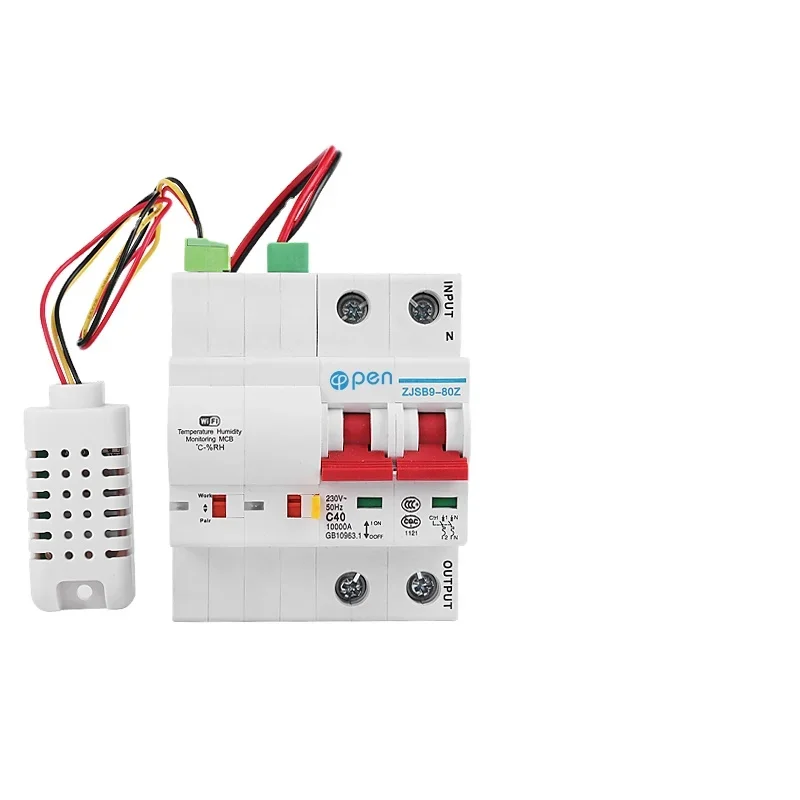 Tuya ewelink wifi smart life smart 2P remote control miniature mcb circuit breaker with temperature and humidity sensor