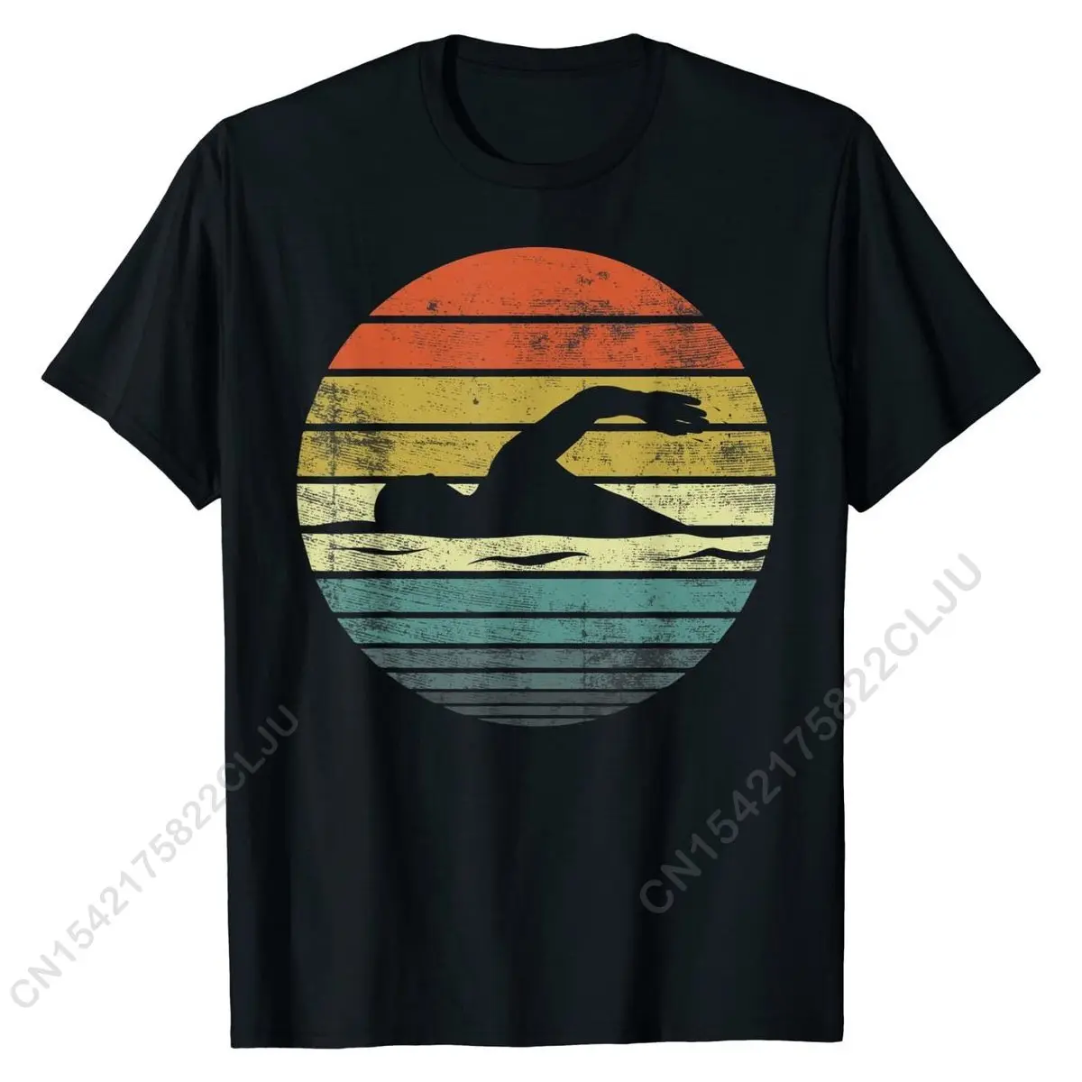 Swimmer Gifts Funny Retro Vintage Sunset Swim Swimmin T-Shirt New Design Men's Tshirts Cotton Tops Tees Design