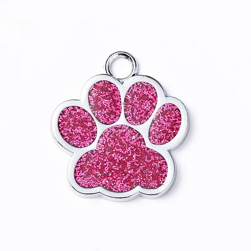 Wholesale 10Pcs Paw Blank Decoration Color Dog Pet Id Tags Anti-loss Plate Alloy Lable Keryrings Accessories