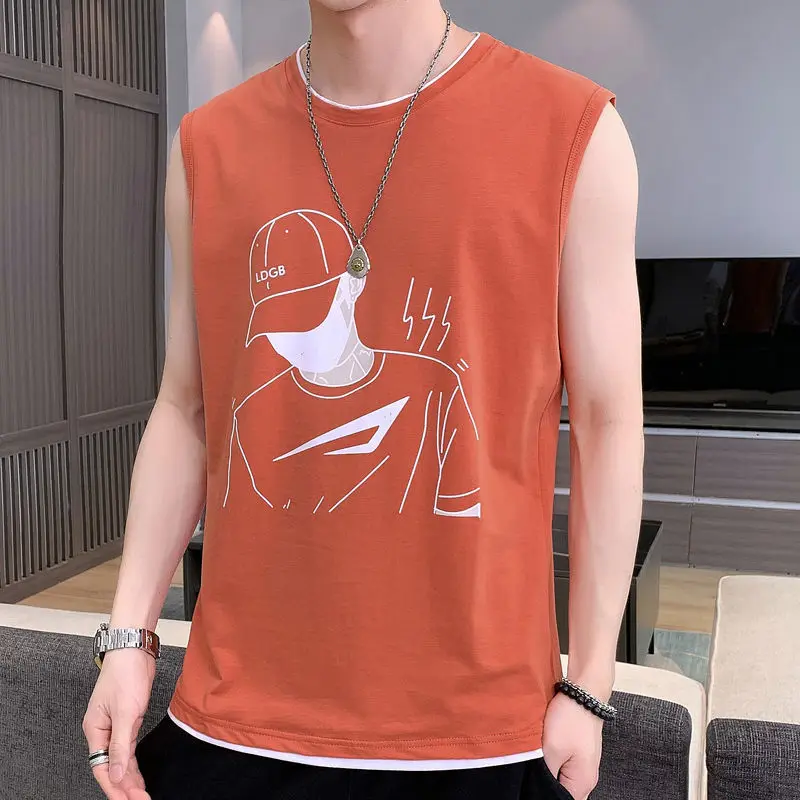 Mens Workout Running Casual Tank Top New Fitness Summer Fashion Singlet Quick Dry Vest Clothing Bodybuilding Sleeveless Shirt