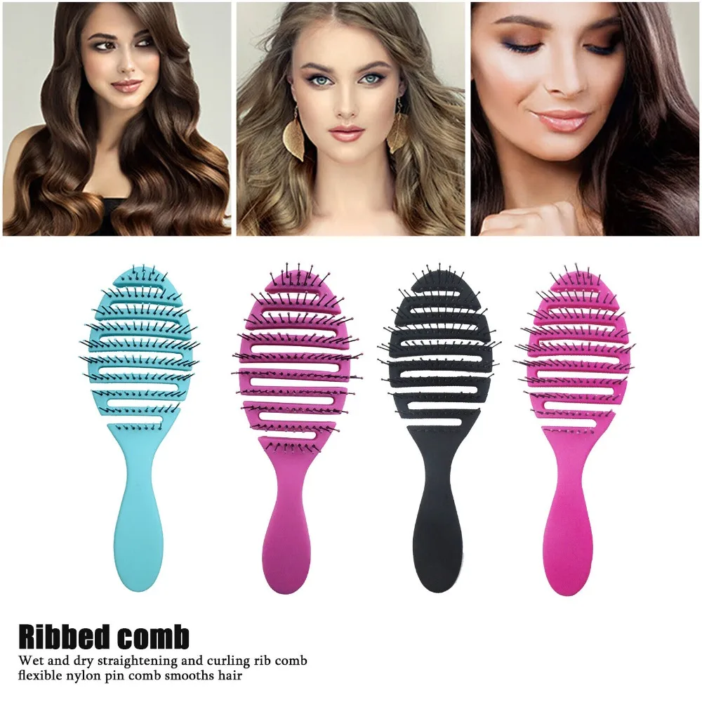 4 Colors Detangling Hair Brush Flexible Vented Professional Flex Dry Wet Massage Comb Hair Combs Salon Hairdressing Accessories