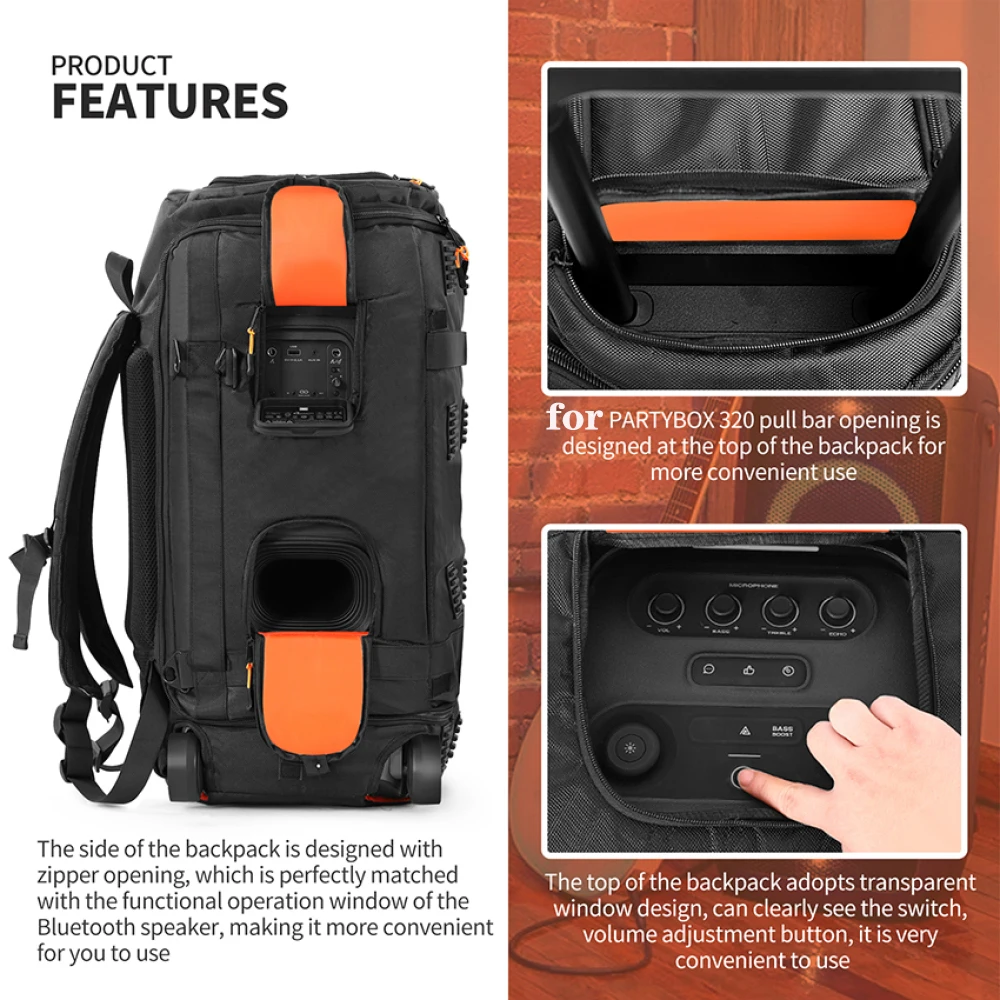 Waterproof Speaker Shoulder Bags Large Capacity Foldable Protection Speaker Storage Bag for JBL PARTYBOX 320 Travel Case Parts