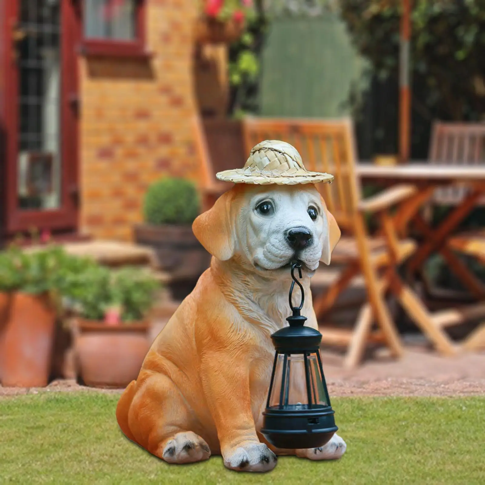 Labrador pies lampa słoneczna posąg ogrodowy 16x10x19cm uroczy odporny na warunki atmosferyczne