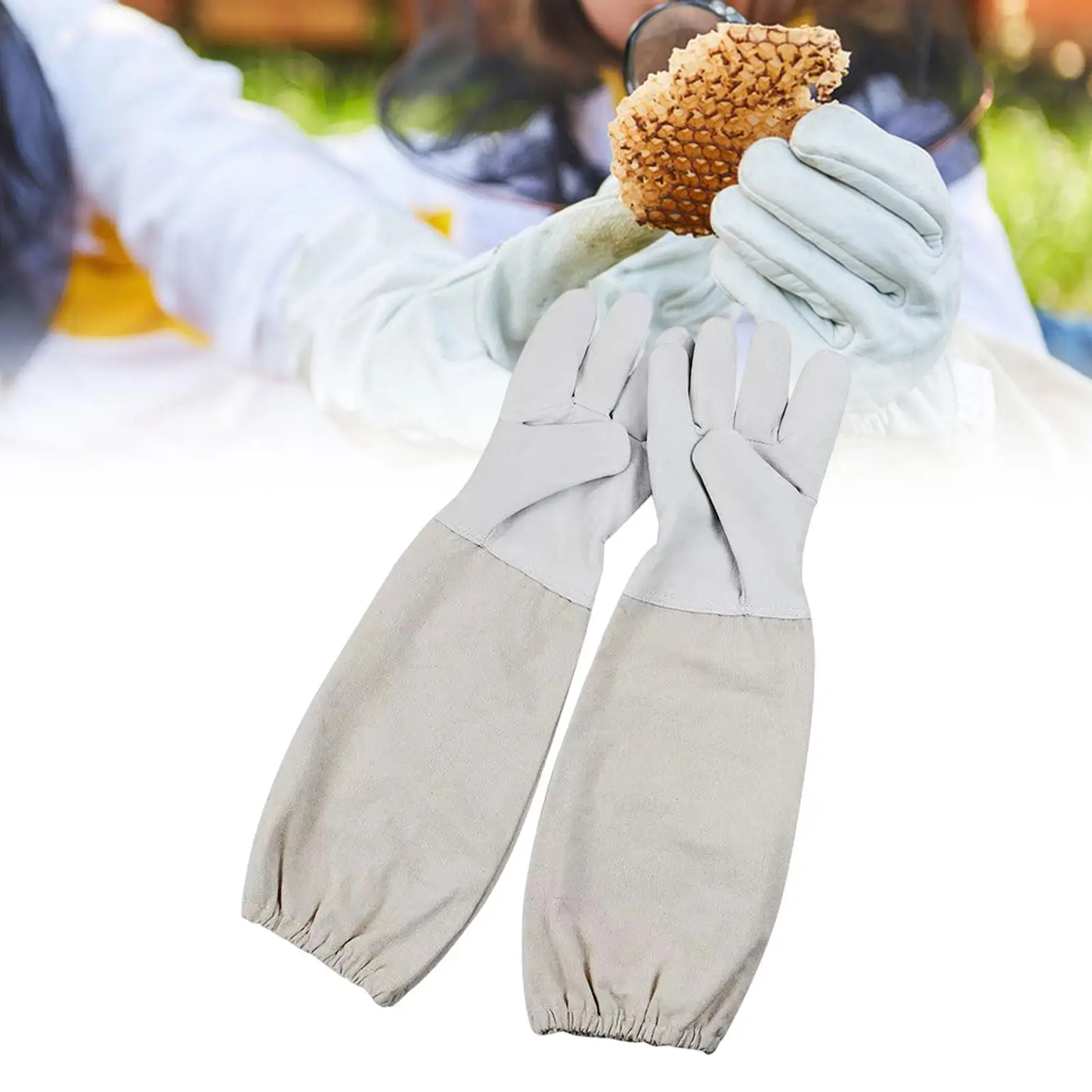 2 Pieces Beekeeper Gloves, Beekeeper Gauntlets, Reusable, Bee