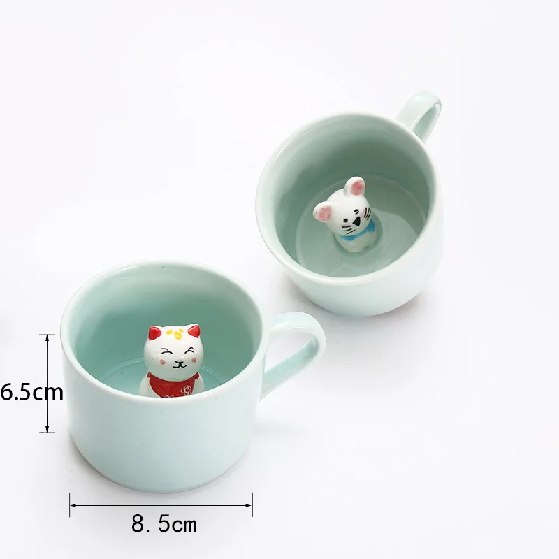 Cute Cartoon Kids Mugs 3D Ceramic Animal Water Milk Mug Cups (No Lid No Spoon)