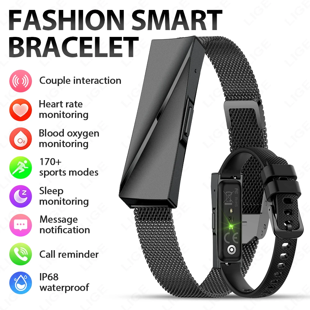 

LIGE Smart Bracelet Men Women Smartwatch Call Reminder Waterproof 24h Heart Rate Monitor Health Wristband Sport Fitness Band Men