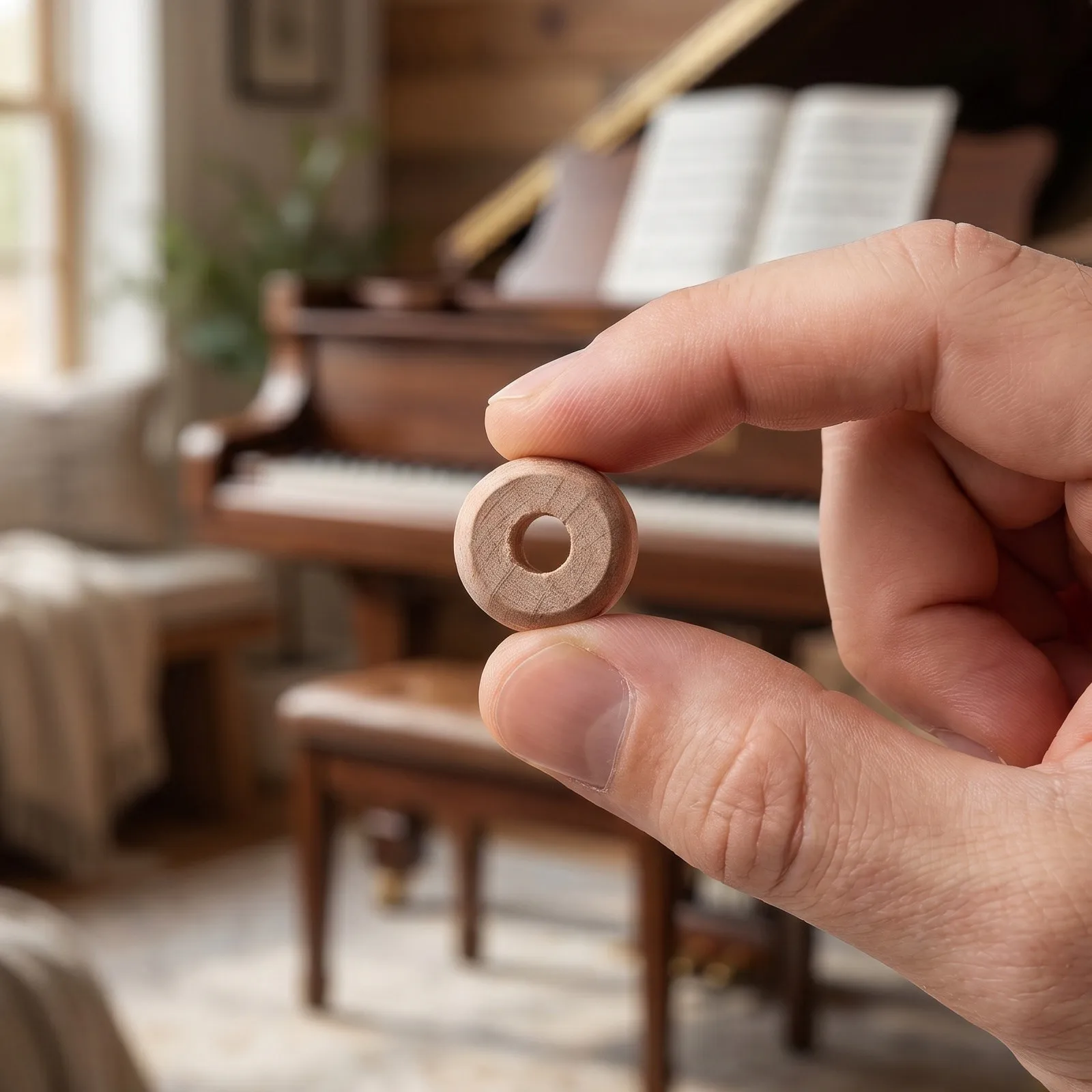 1Pack Piano Plate Tuning Pin Bushing Hardwood Washer 0.43x0.31 Replacement Piano Repair Part Tuning Accessories