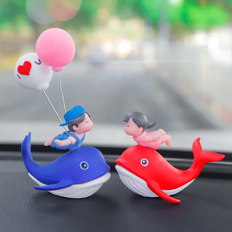 New Style Cute Cartoon Car Interior Desktop Dolphin Couple Action Figures Ornament Accessories Auto Center Console Decor Toys