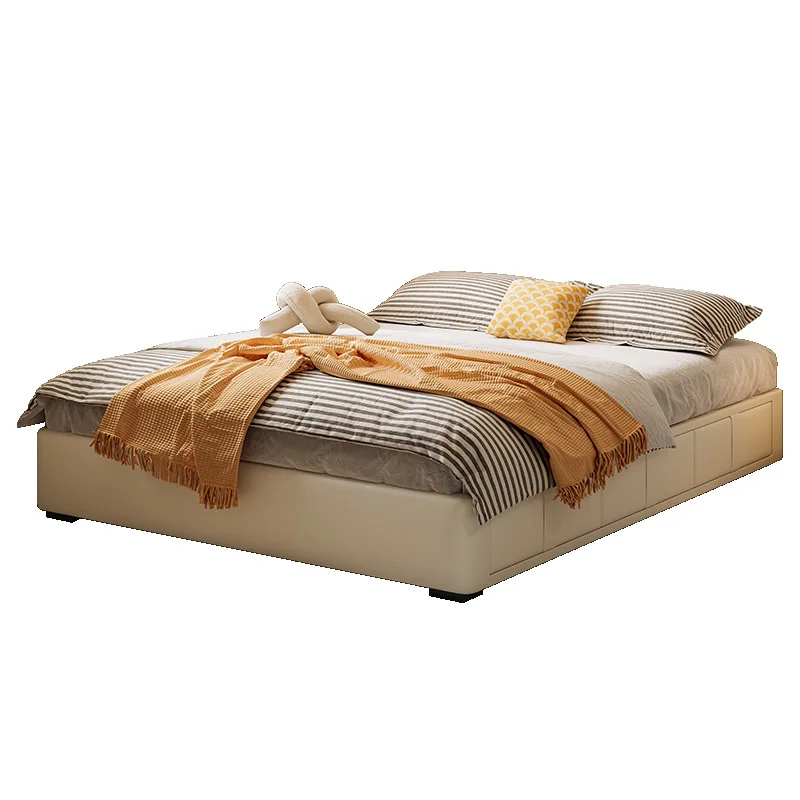 

No bedside tatami, no backrest, simple modern small apartment, side open high box storage drawer, genuine leather bed