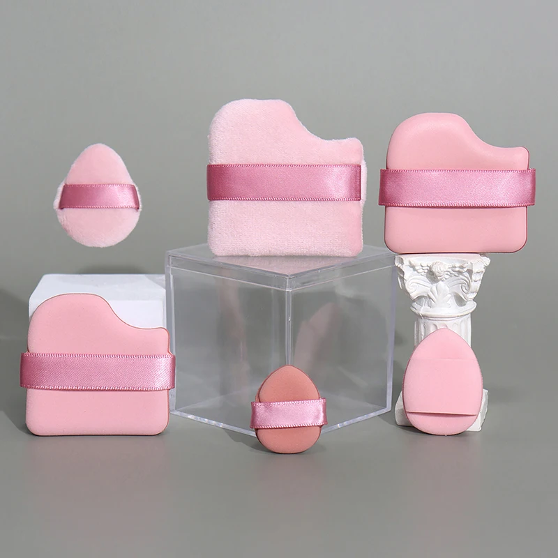 6 Teile/satz Rosa Puderquaste Mini Daumen Puderquaste Concealer Rouge Trockenen Und Nassen Make-Up Weiche Haut-freundliche Beflockung luft Kissen