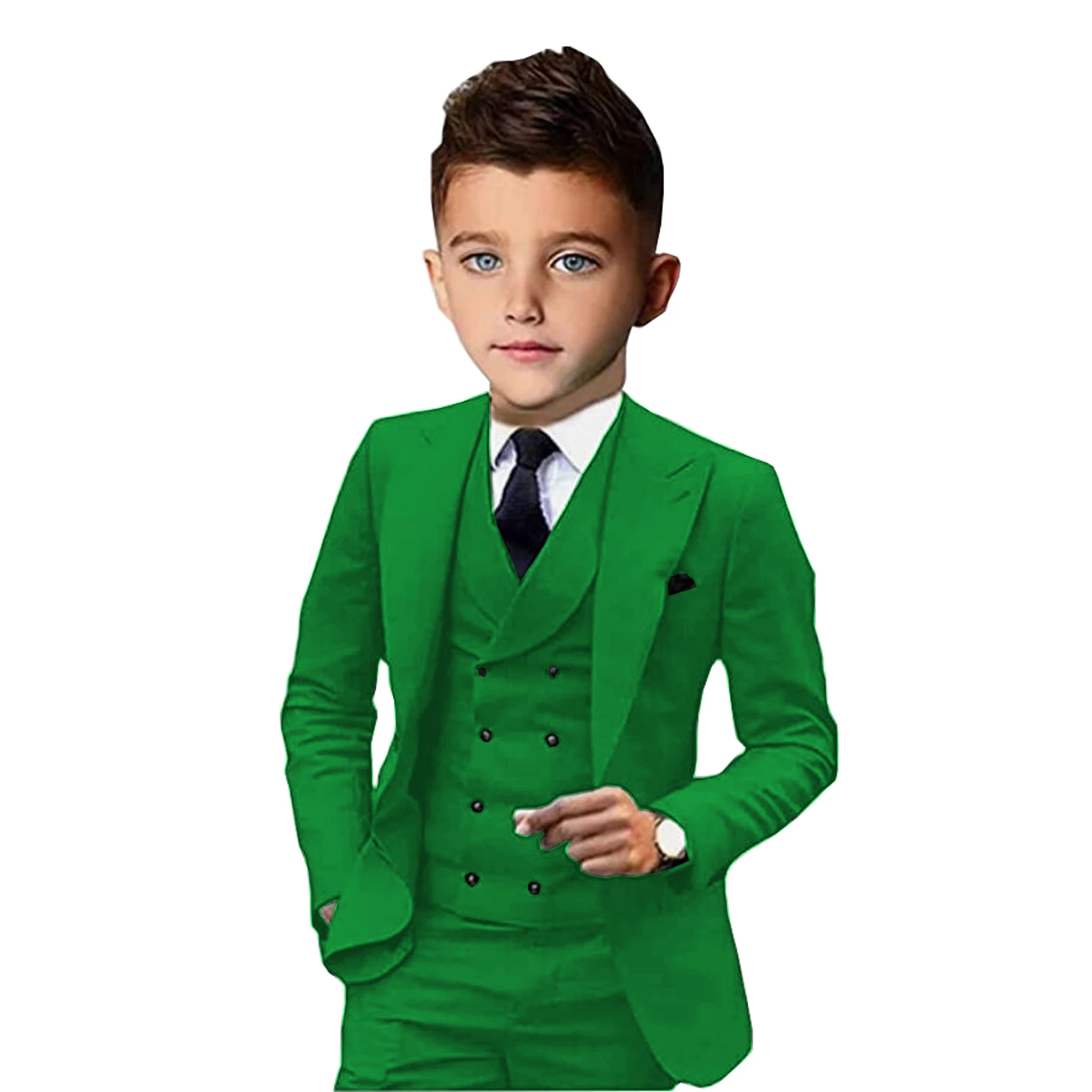 Anzug für Jungen Hochzeit Smoking Jacke Weste Hose 3-teilige Khaki Kinder komplette Kleidung Blazer Kinder Kostüm Enfant Garçon