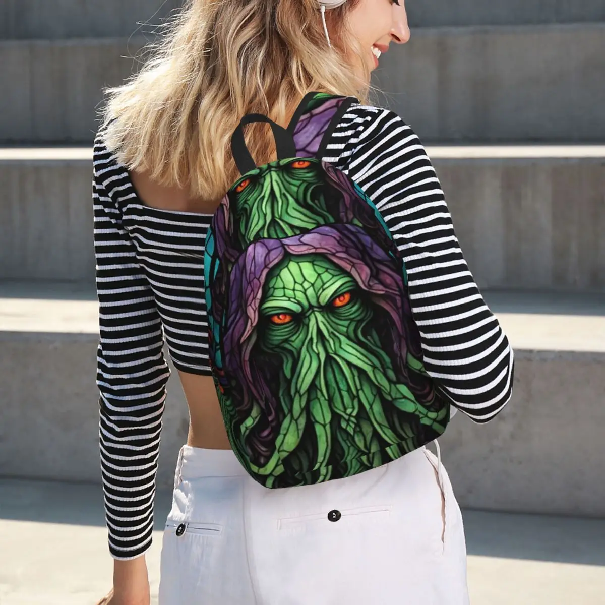 Cthulhu Stained Glass Tentacles Student Backpack School Bag Hiking Travel Daypack for Boys Girls Bookbag Shoulder Bags