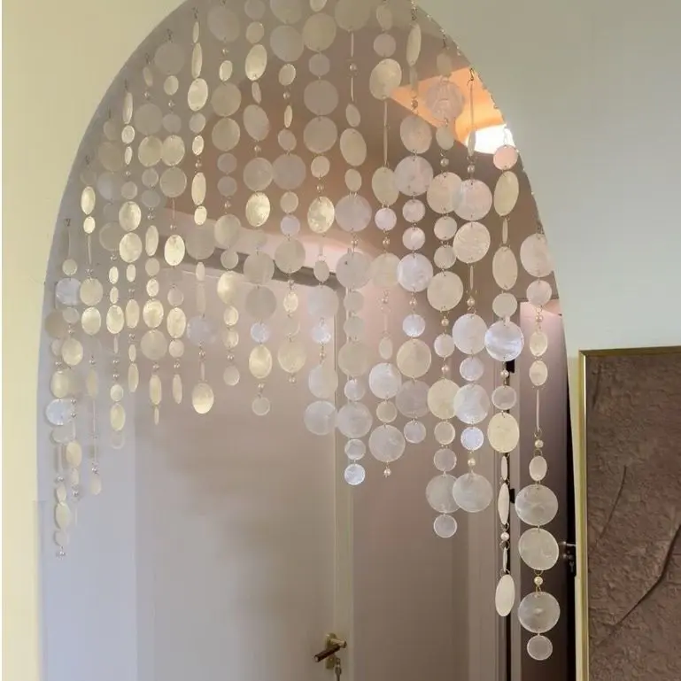 Französisch Shell Tür Vorhang Partition Vorhang Schlafzimmer Badezimmer Windspiel DIY Weihnachten Hochzeit Dekoration Perlen Vorhang
