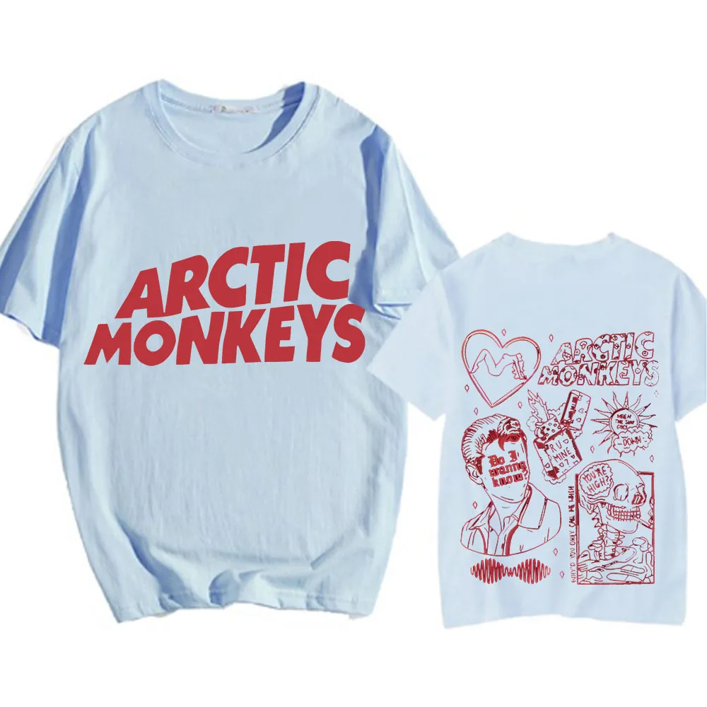 Retro Arctic Monkeye T-shirts Letter Printing Korean Style Casual Tee-shirt Short Sleeve Unisex Round Neck Tshirt Summer Clothes image 6