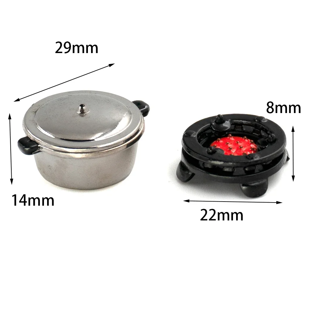1/12 Doll house Accessories Mini Pot with Base Simulation Kitchenware Model Miniature Items for Dollhouse Decoration ob11