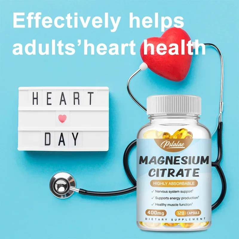 Magnesium Citrate Capsules, for Improved Sleep, Muscle and Heart Health, and Enhanced Nutrient Absorption