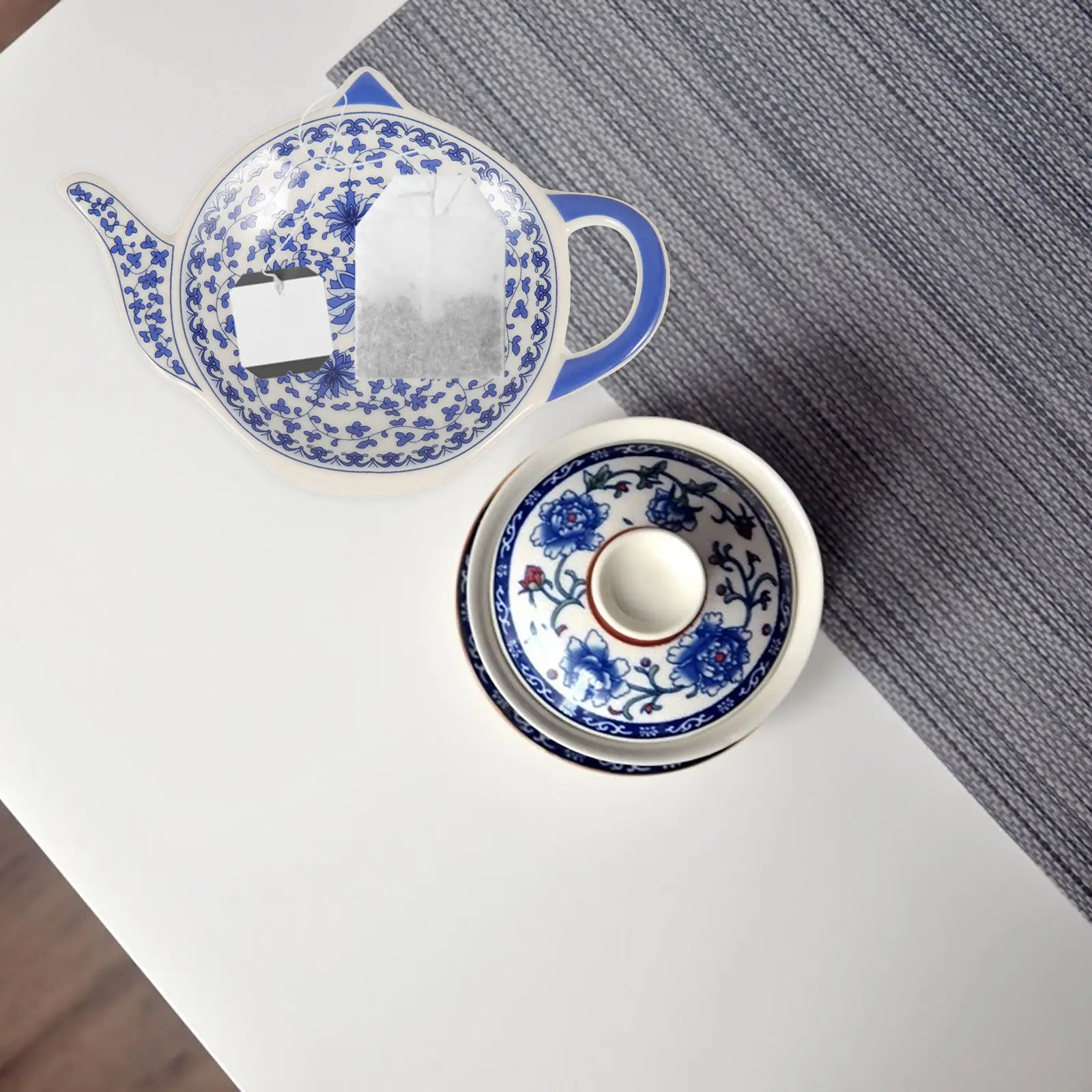 

4Pcs Ceramic Teapot Tea Bag Holder Multipurpose Tea Tray Heat Resistant Storage Dish for Snacks Sauces Teabag Organizer