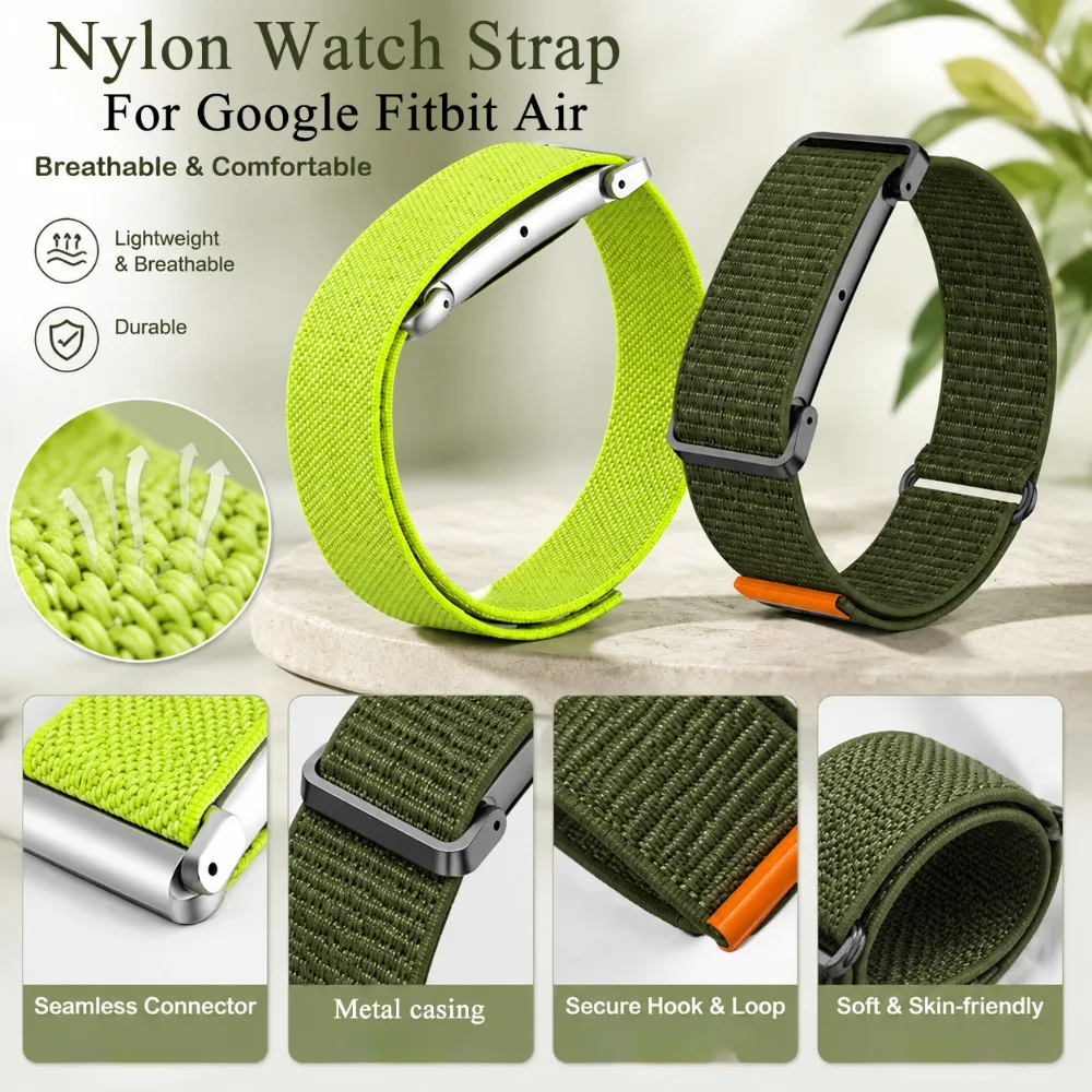 2PC Nylon Sport Watch Strap for Google Fitbit Air Unisex Adjustable Soft Daily Accessory Replacement Band for Google Fitbit Air