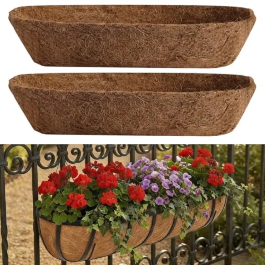 

2 шт. 55-дюймовые формованные вкладыши из кокосового волокна для подвесных кашпо, сменные вкладыши для корзин из кокосового волокна для оконных кашпо