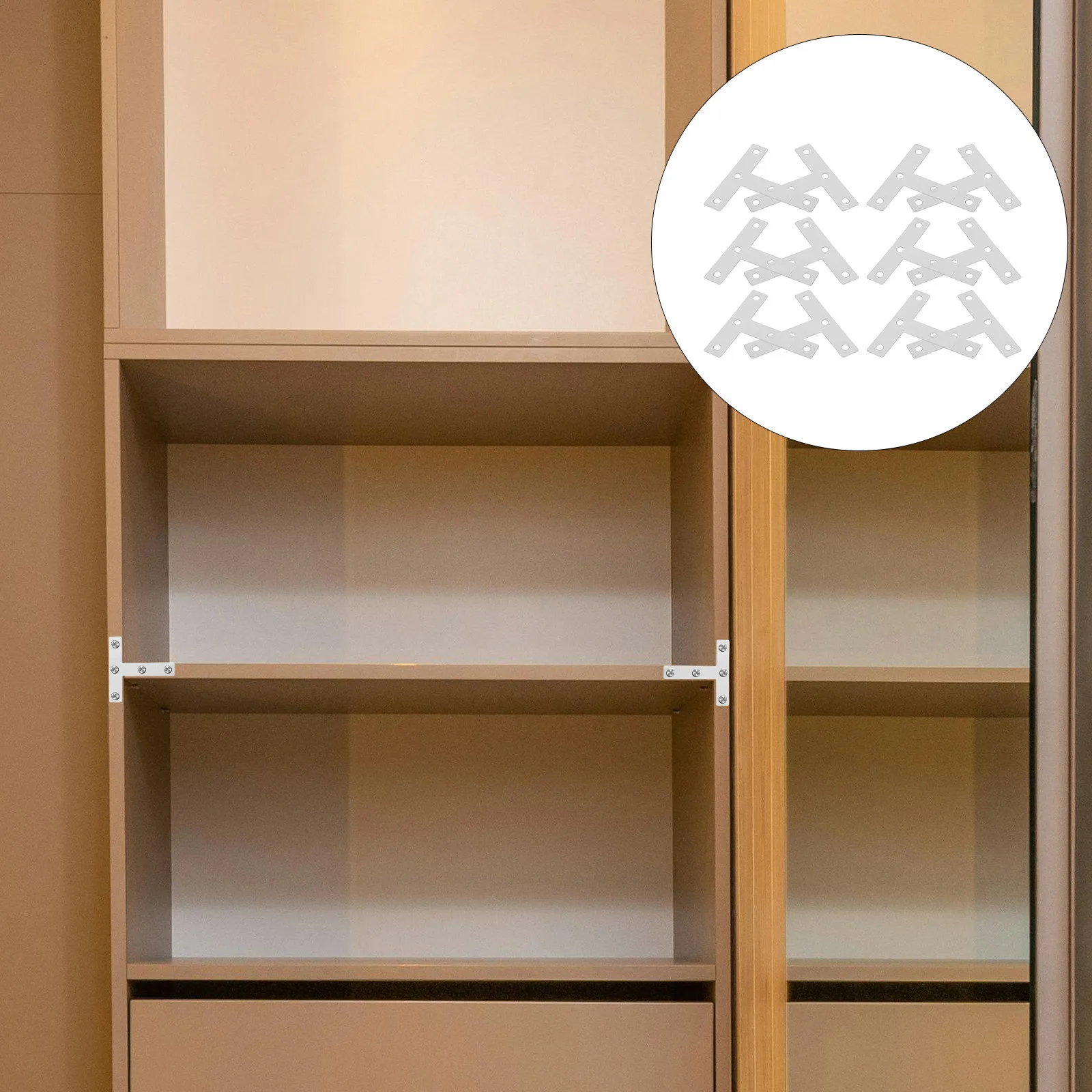 

20Pcs T Type Stainless Steel Corner Plates Strong Fixing Brackets for Furniture Reinforcement Table Leg Shelf Cabinet Door