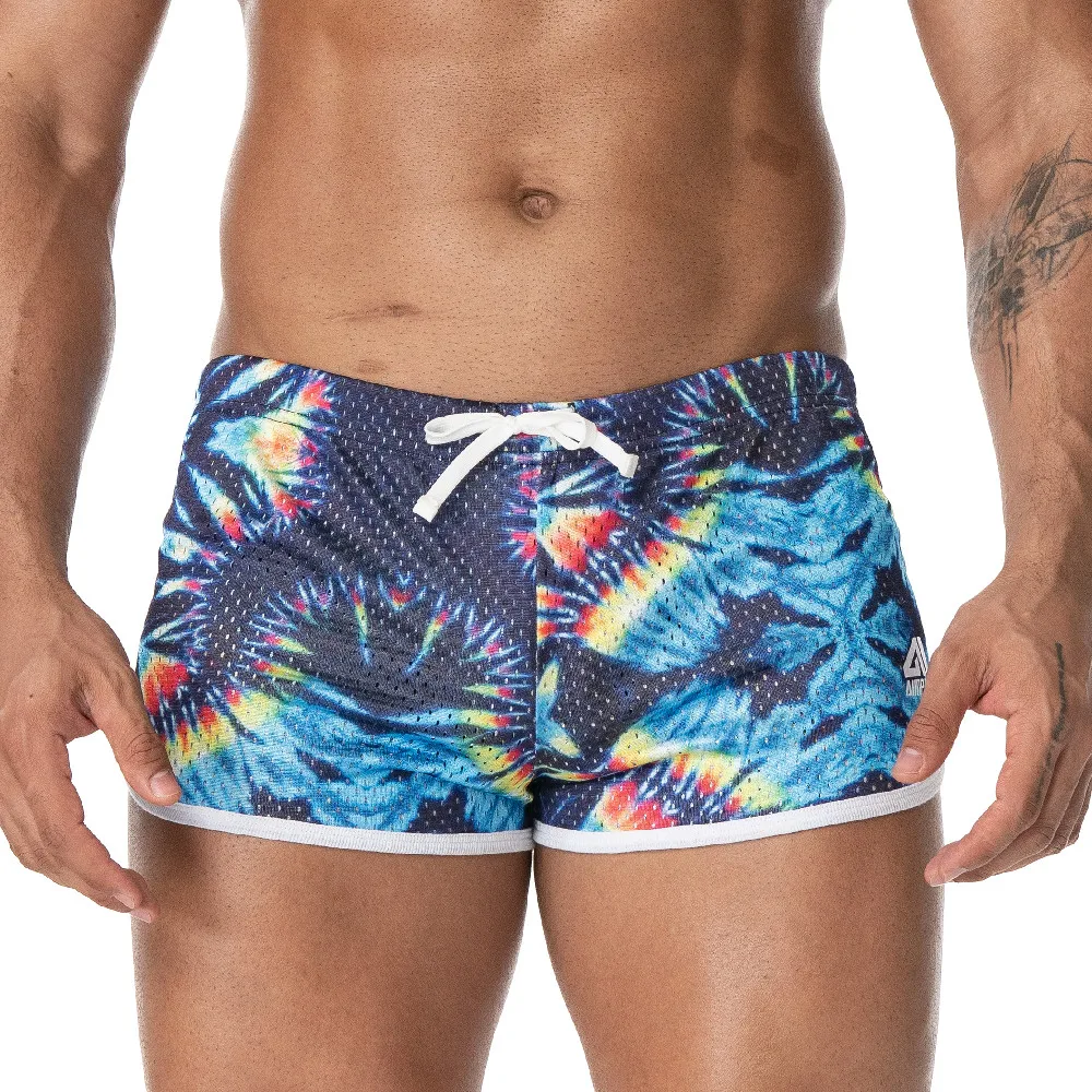 AIMPACT Mens Tie Dye Booty Shorts 3 Inch Inseam Athletic Workout Mesh Short Shorts for Men