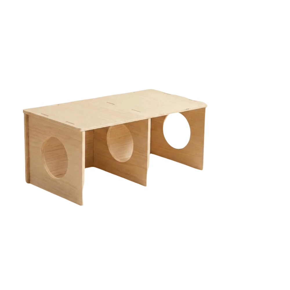 Wooden Hamster Hideaway House Multi-Chamber Detachable Hamster Nest Ventilated Chew-Proof Mouse Habitat Playing
