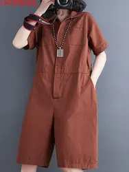 Mode lässig Revers Kurzarm Overall Frauen 2024 Sommer dünn locker Overall trend ige Büro Dame Stram pler weites Bein Hosen neu