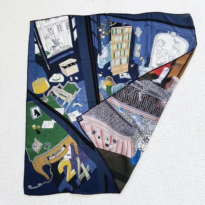 

Шелковый кашемировый шарф 110 см, люксовый дизайнерский двусторонний зимний шарф-платок для шеи, головы, волос, аксессуар для сумок и одежды