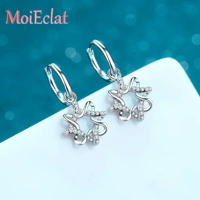MoiEclat Store Platinum PT950  Women's Drop Earrings Polygonal Small 28 Points Moissanite Earrings Ear Fine Jewelry Gifts