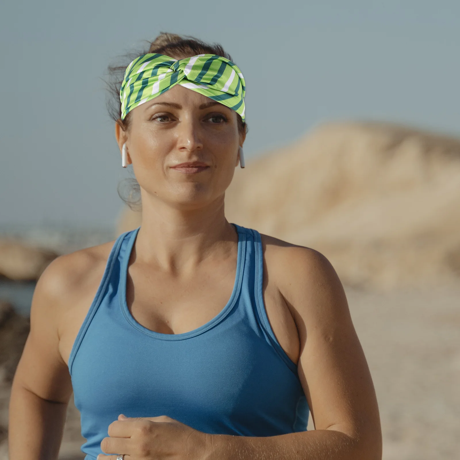 الذهب الروابط اليوغا عقال تشغيل عصابات رأس رياضية القماش الأخضر النساء حزام بسيط شرابة قبعة فستان زر الرجال غطاء علوي علبة شاي