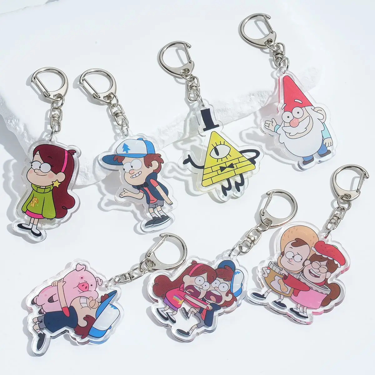 Acrylic Cartoon Anime Pendant Keychains Holder Car Key Chain Key Ring Phone Bag Hanging Jewelry Gifts Accessories Gravity Falls