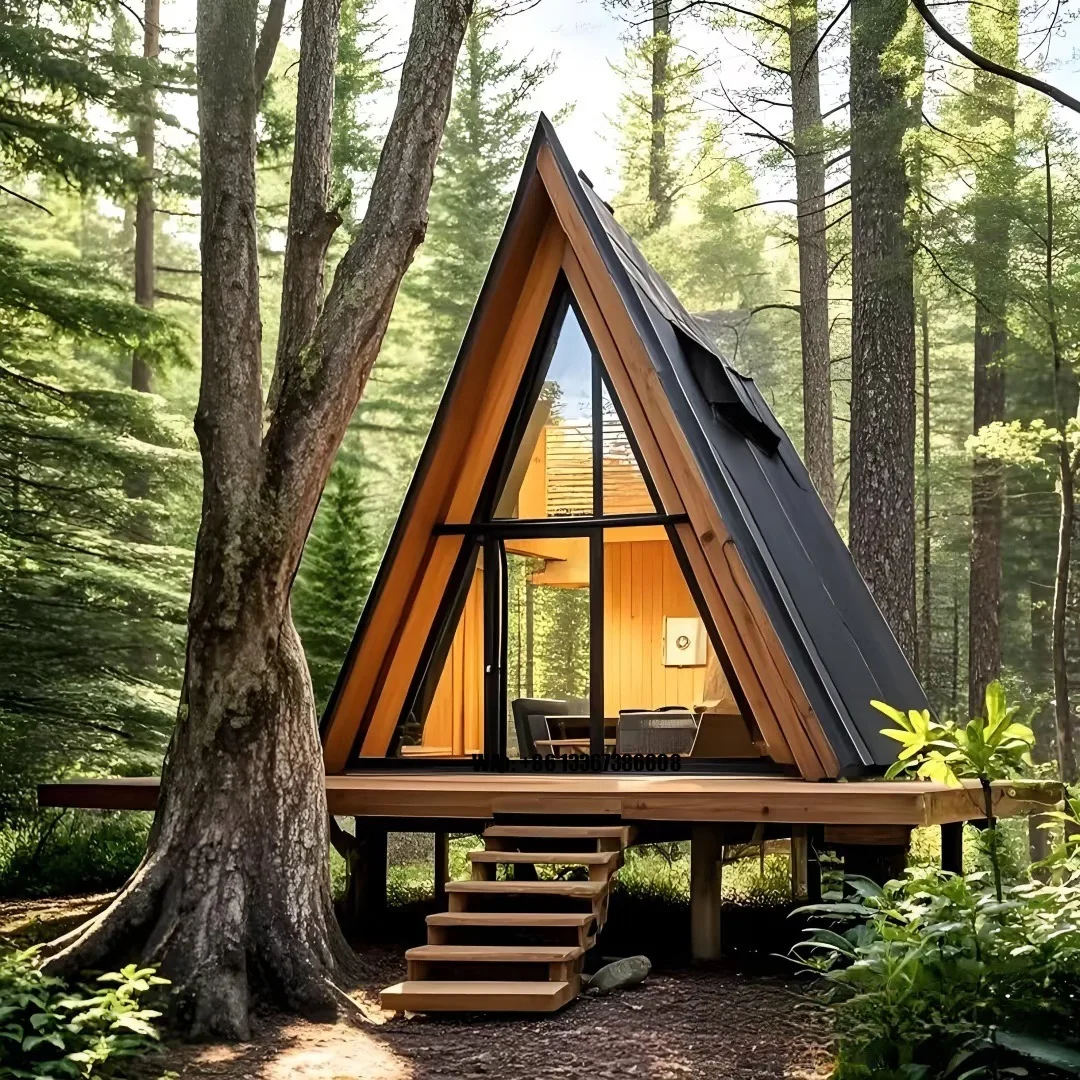 Customized Anti-corrosion Triangular Wooden House, Outdoor Landscape House Assembly, Internet Famous Integrated Homestay