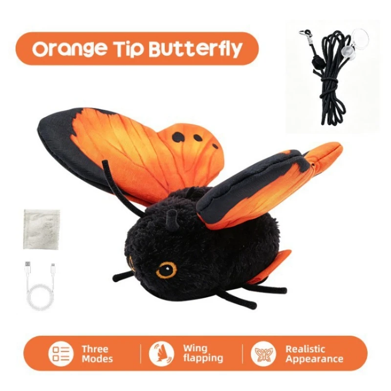 Intelligent Induction Flapping Butterfly Toy Plush Hung Elastic Rope Cat-teasing Stick Fun Training Pet Reaction Ability