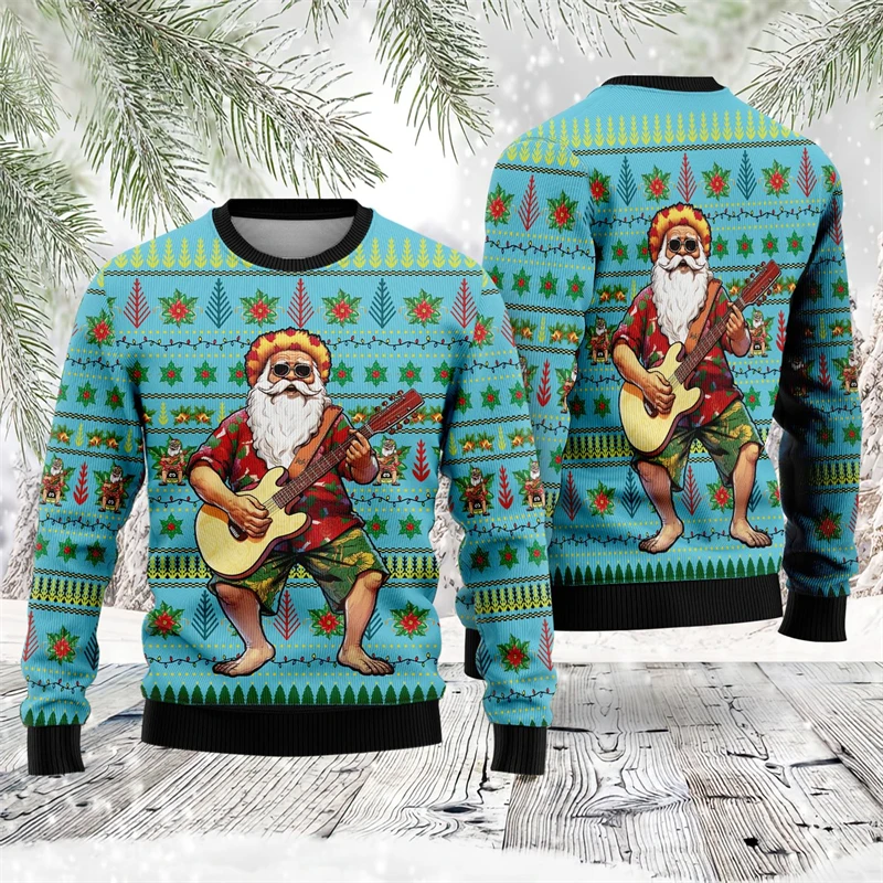 Santa Claus Christmas Sweaters For Women Clothes Funny Ugly Christmas Sweater Men Crewneck Sweatshirt  Hip Hop Male Streetwear