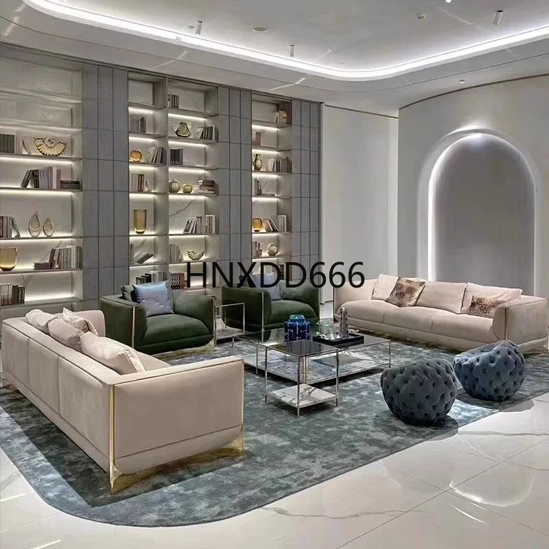 Italian light luxury smile leather sofa matte first layer cowhide