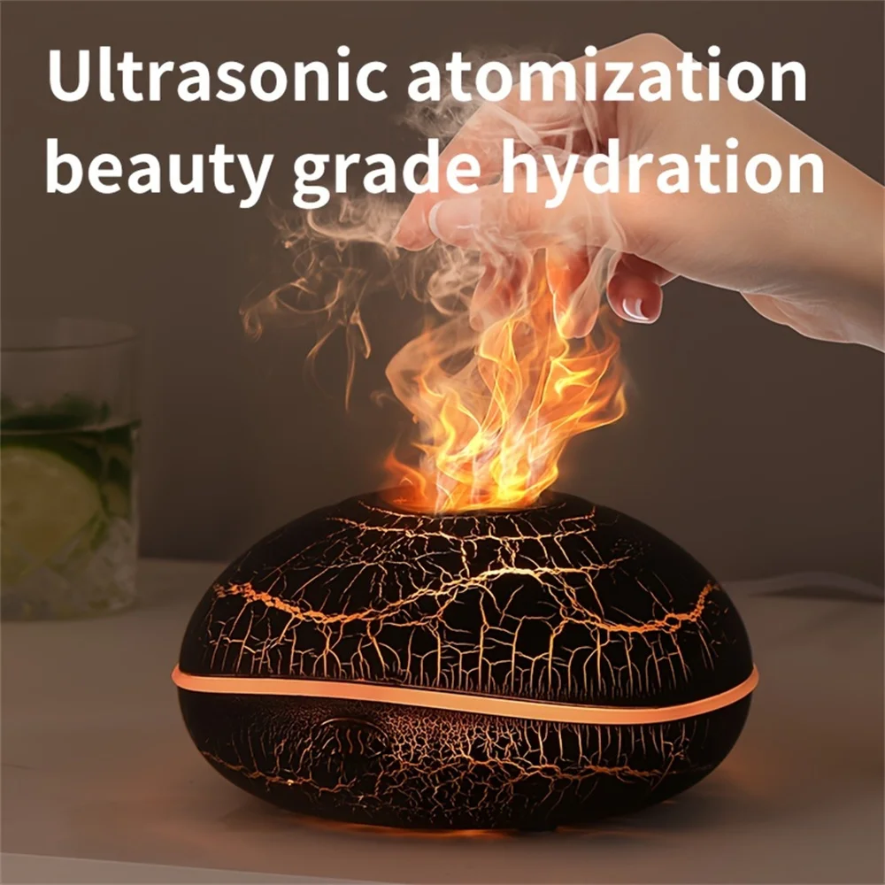 7-Color Simulation Flame Fragrance Humidifier 2-in-1 Home Appliance with Large Mist Volume USB Flame Humidifier Desktop Creative