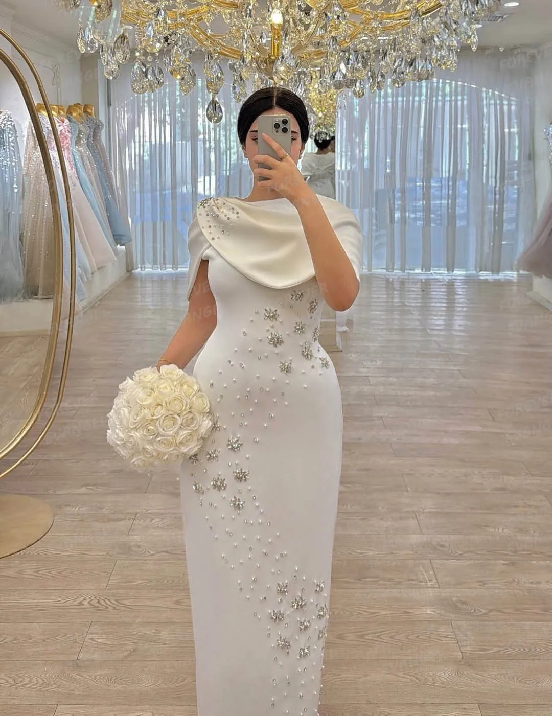 Luksusowe suknie ślubne typu syrena z koralikami, suknie dla panny młodej, seksowne sukienki z krótkim rękawem lub bez rękawów, formalne, szyte na miarę, na przyjęcie, Vestidos De Novia