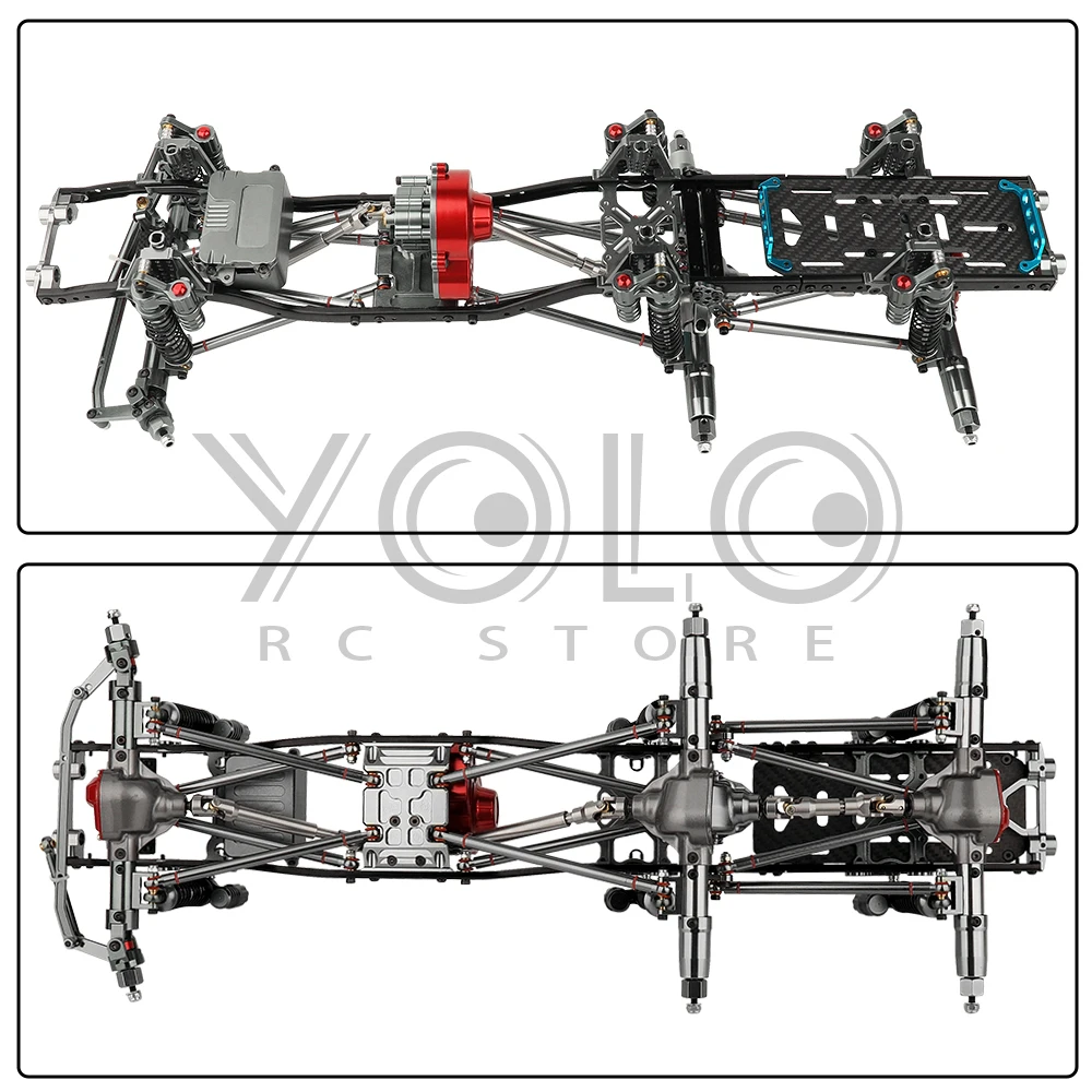 Aluminum Alloy Metal SCX10 6x6 RC Car Chassis Frame with Axles Gearbox for Axial SCX10 1/10 RC Crawler Car Upgraded Parts