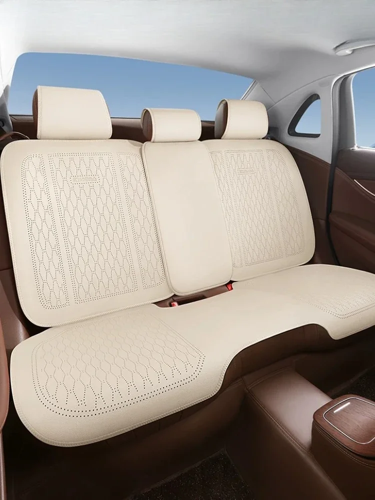 Luxury Nappa Leather Car Seat Cover Full Set Universal Breathable Seat Cushion Car Accessories Interior Car Seat Protector Cover