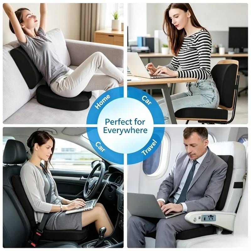 Ergonomic Memory Cotton Seat Cushion Hemorrhoid Relief Chair Pad Sedentary Support Cushion for Office Workers Students