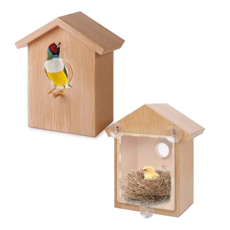 Pet Bird House Parakeet Nest Garden Tree Window Hanging Bird House Budgie Wood Breeding Box For Lovebirds Parrotlets Nest