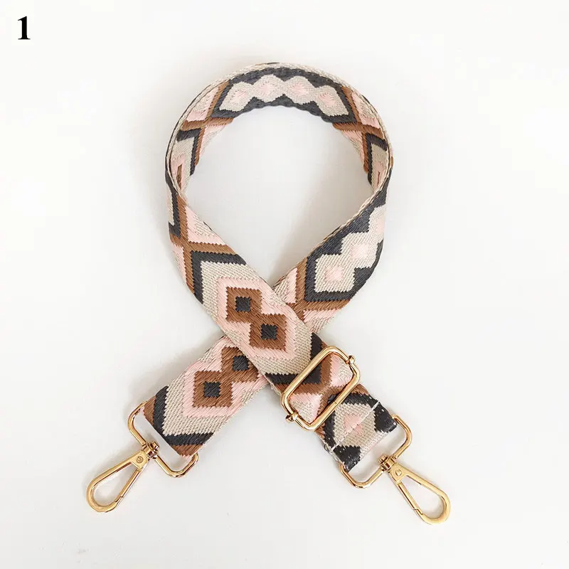 Fashionable 3.8CM Wide Bag Belt Bag Strap Ethnic Style Geometric Handbag Shoulder Strap Adjustable Bag Straps Replacement Strap