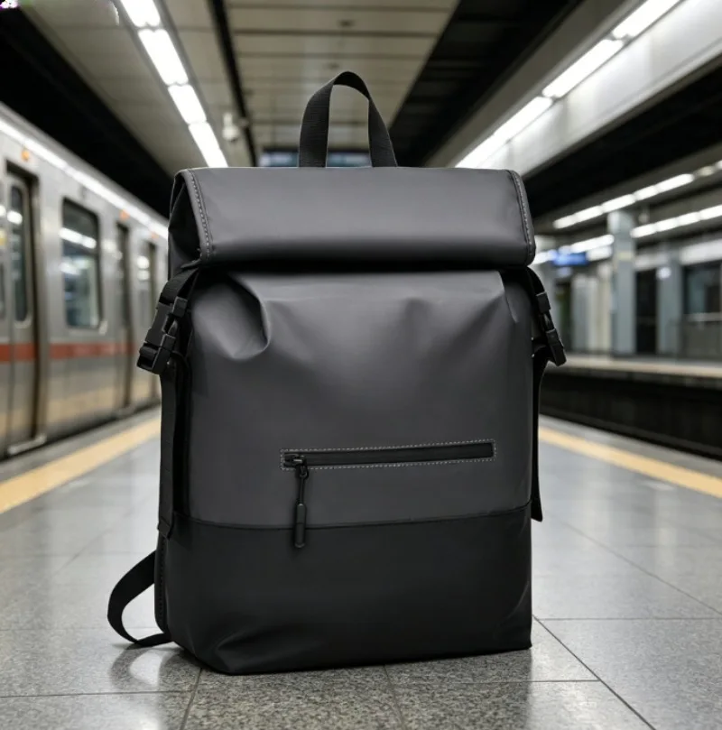 Mens Roll Top Backpack | Anti Scratch Premium Polyester Laptop Compartment S/M/L Breathable Mesh Back for Work Gym Overnighter