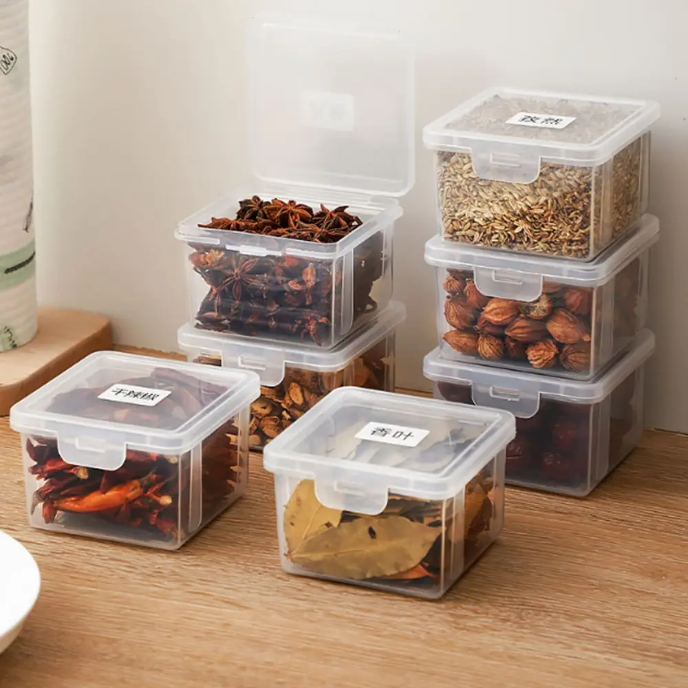 

2 Pcs Dust-proof Magnetic Spice Jars Sealed Removable Wall Mounted Seasoning Box With Spice Label Spice Storage Box Food Storage
