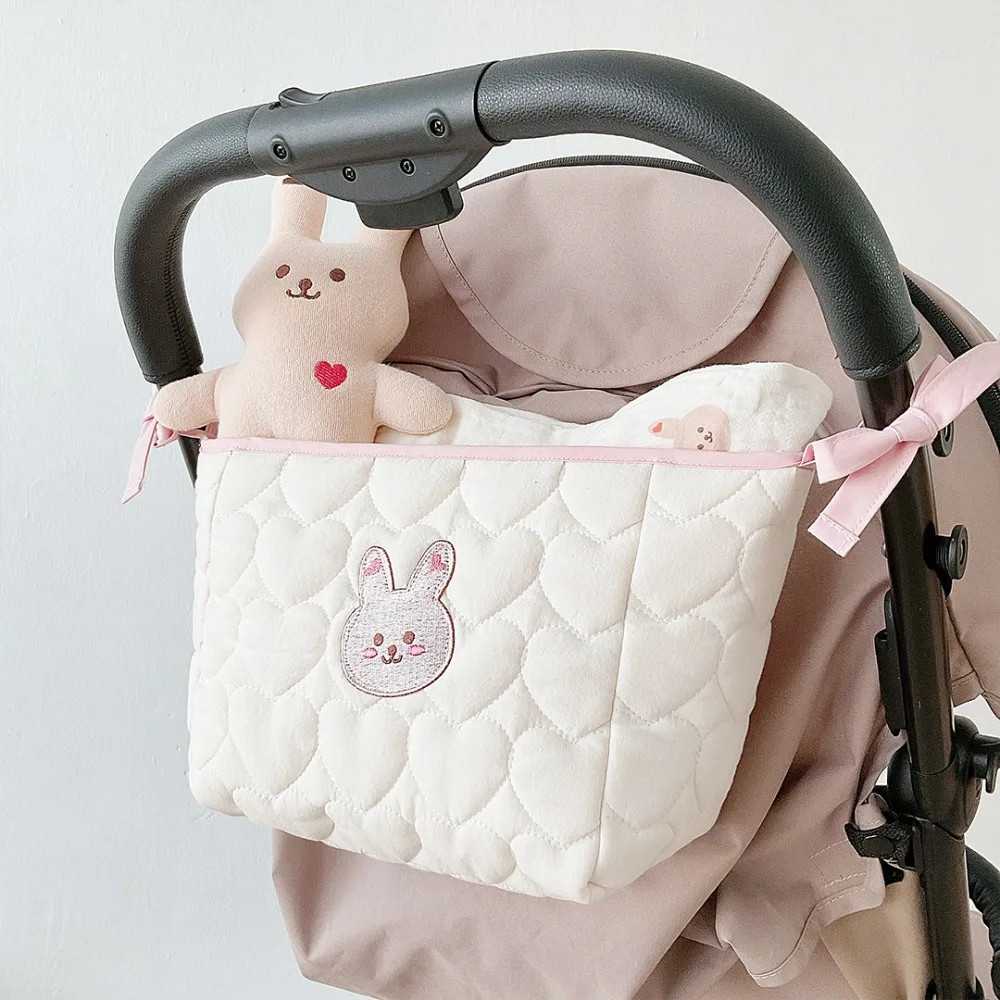 Baby Diaper Bag for Boys Girls Bear Rabbit Embroidered Newborn Nappy Storage Bags Stroller Bag for Baby Diaper Pouch Caddy