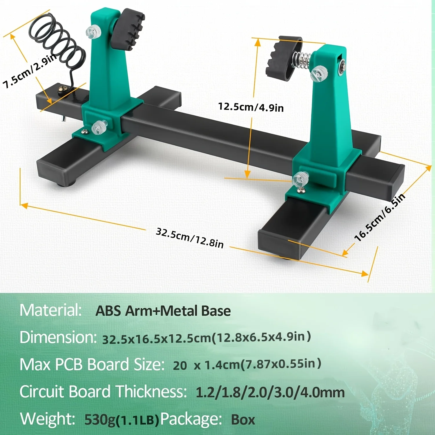 Adjustable PCB Holder Soldering Clamp, 360° Rotation, Helping Hand Tool w/ Base Plate & Iron Pen Holder for Circuit Boards
