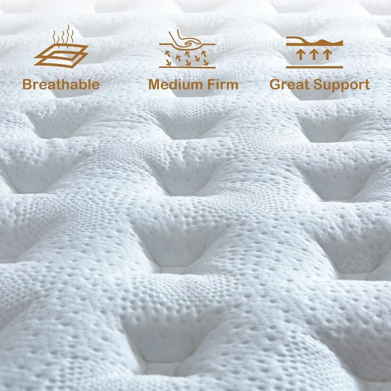 Materasso queen size, materasso queen-box da 12 pollici, materasso in memory foam misto con molle insacchettate separate